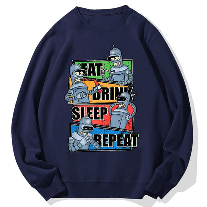 Eat Drink Sleep Repeat Geek Cotton Sweatshirt
