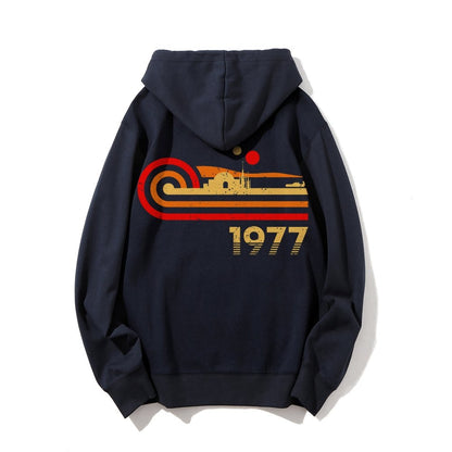 Retro Vintage Desert Planet Printed Back Unisex Cotton Hoodie