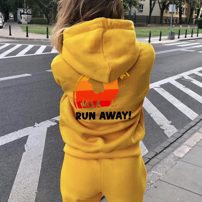 Run Away Printed Back Unisex Cotton Hoodie