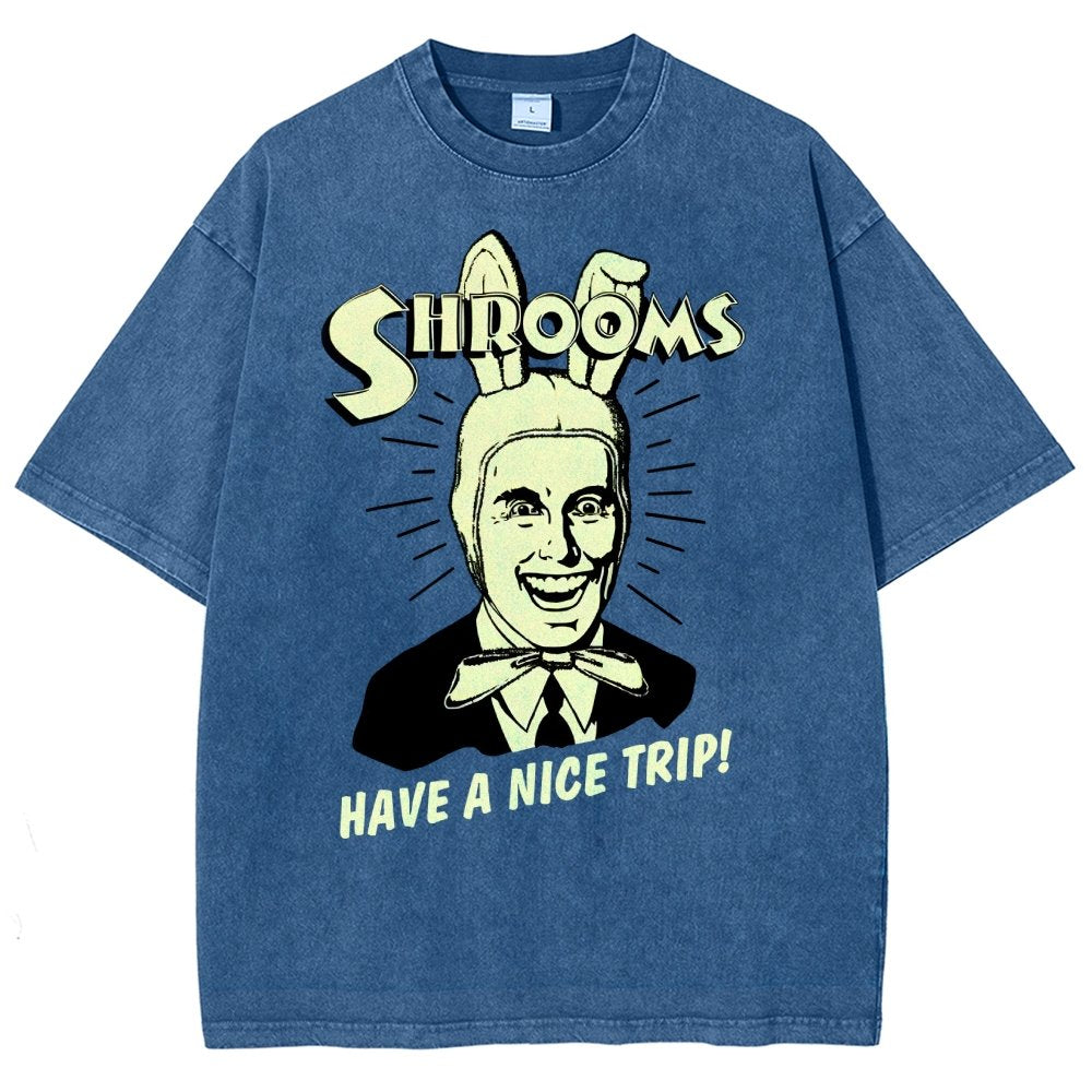 Shrooms Have A Nice Trip Funny Vintage Distressed T-shirt