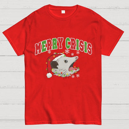 Merry Crisis Opossum Funny Christmas Geek T-Shirt