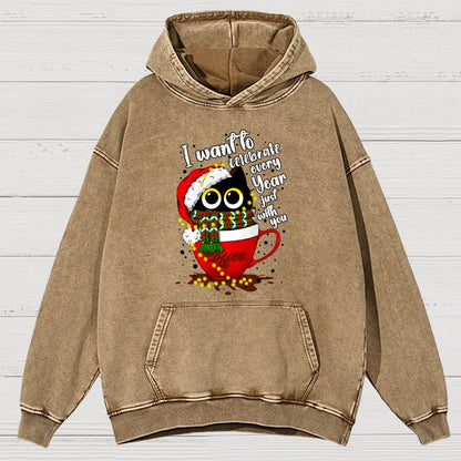 Christmas Cat Vintage Distressed Hoodie