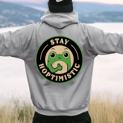 Stay Hoptimistic Printed Back Unisex Cotton Hoodie