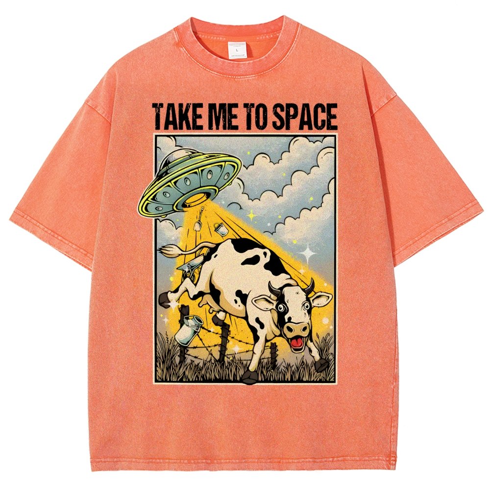 Take Me to Space - Alien Cow Abduction Vintage Distressed T-shirt