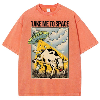Take Me to Space - Alien Cow Abduction Vintage Distressed T-shirt
