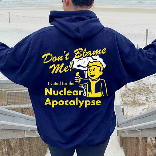 I Voted for the Apocalypse Printed Back Unisex Cotton Hoodie