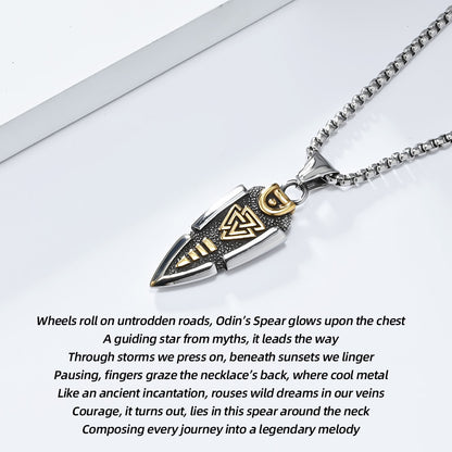 Odin's Spear Stainless Steel Necklace: Badge of the Brave's Journey