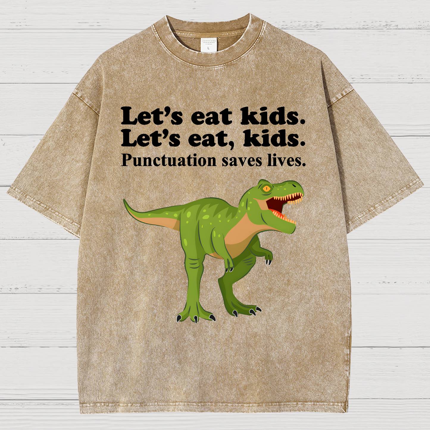 Let's Eat Kids! Punctuation Saves Lives Vintage Distressed T-shirt