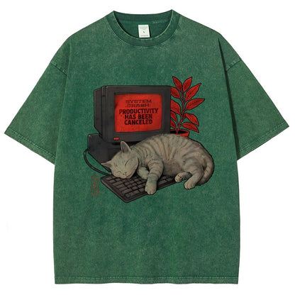 System Crash Cat Vintage Distressed T-shirt