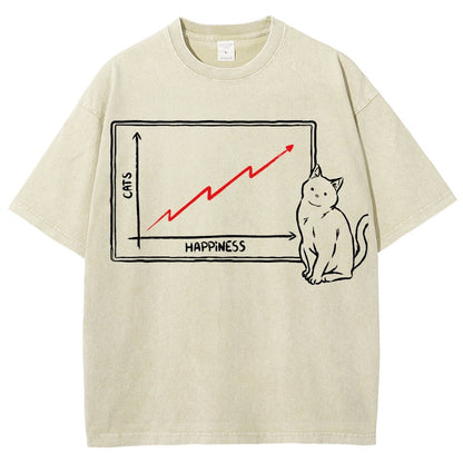 Happiness and Cats Graph Vintage Distressed T-shirt