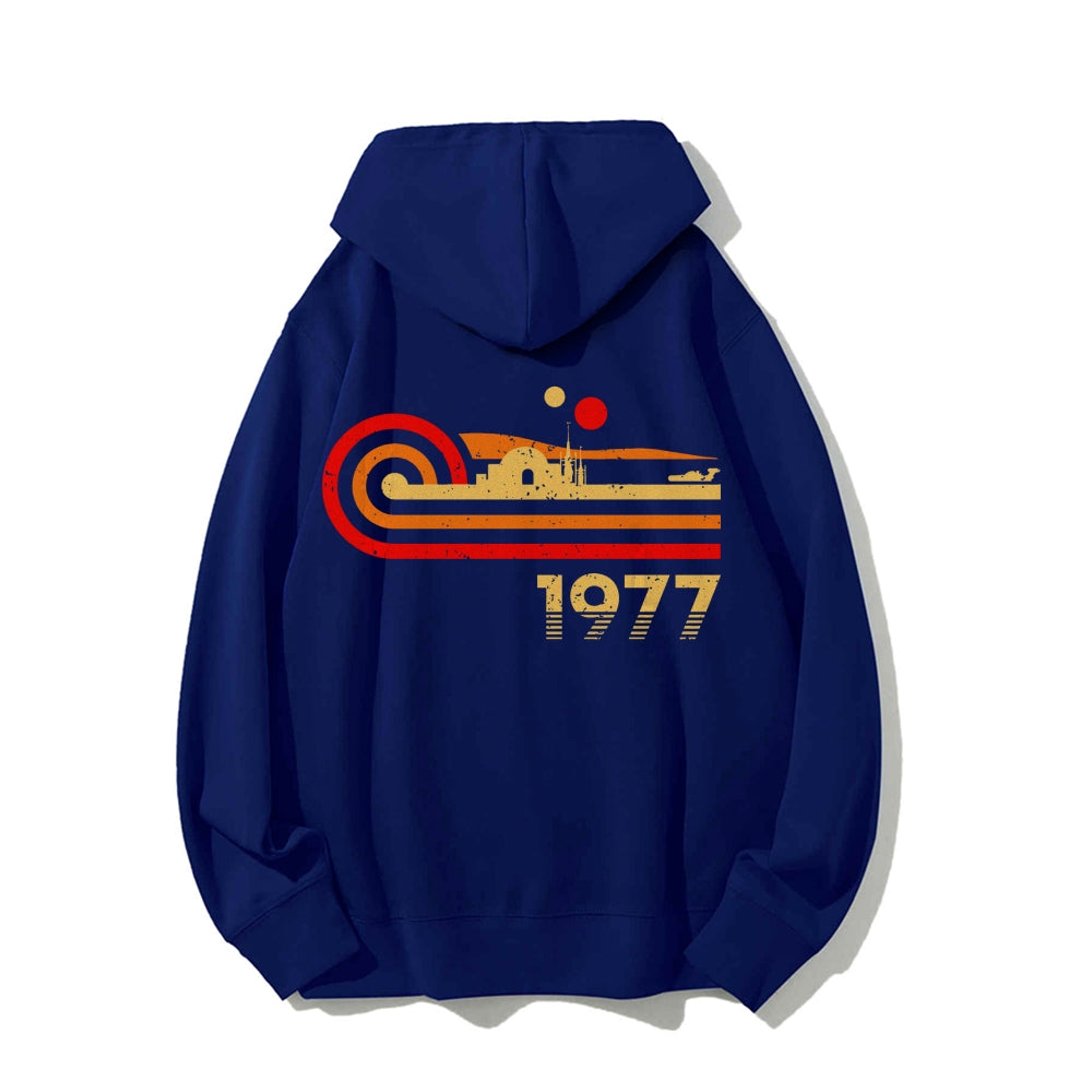 Retro Vintage Desert Planet Printed Back Unisex Cotton Hoodie