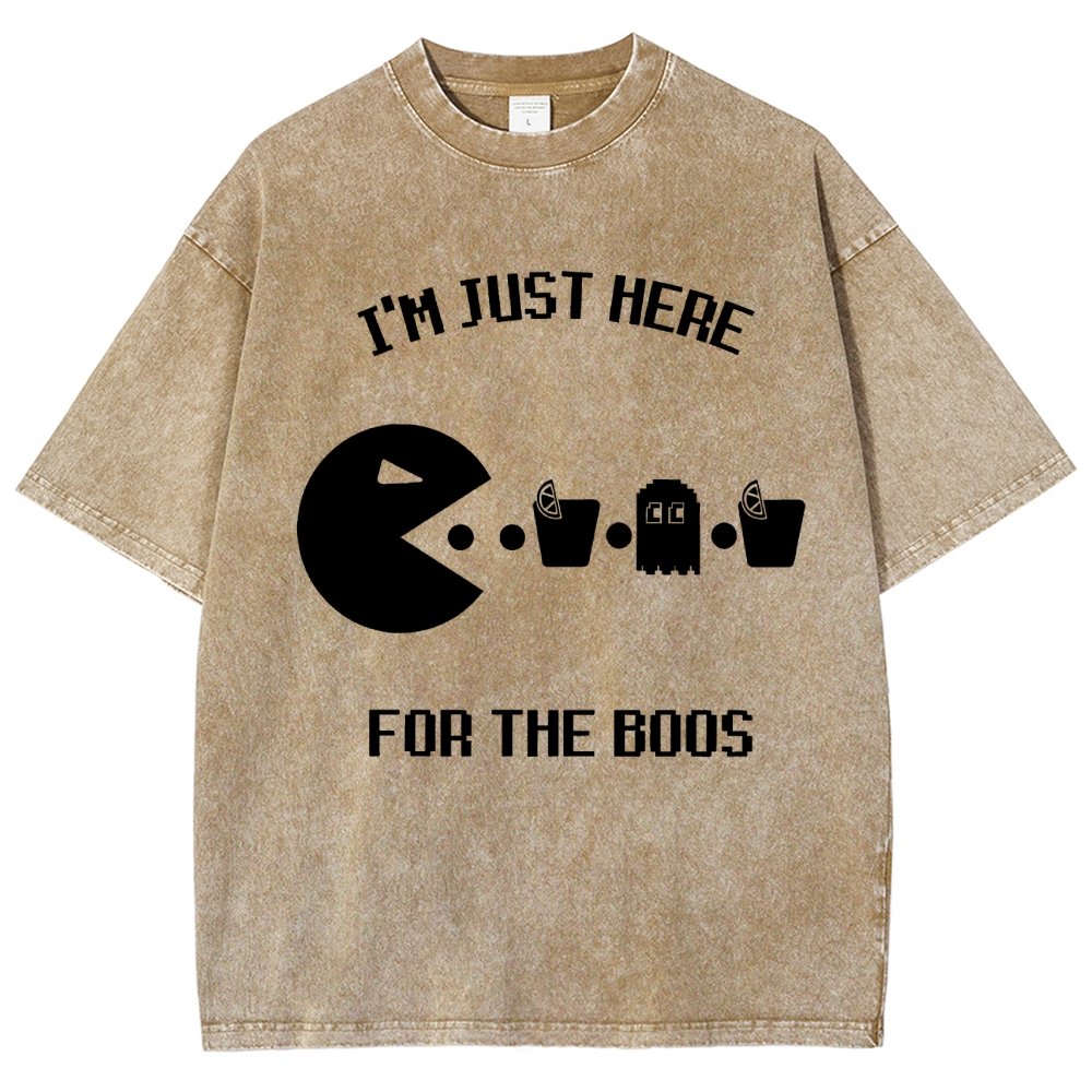 Here For The Boos Ghost Arcade Nerdy Halloween Vintage Distressed T-shirt