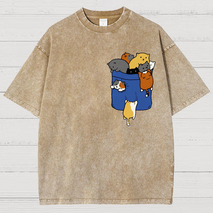 Pocket Cat Funny Vintage Distressed T-shirt