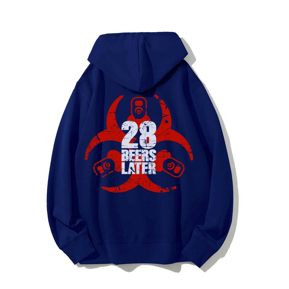 28 beers later Printed Back Unisex Cotton Hoodie