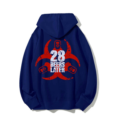 28 beers later Printed Back Unisex Cotton Hoodie