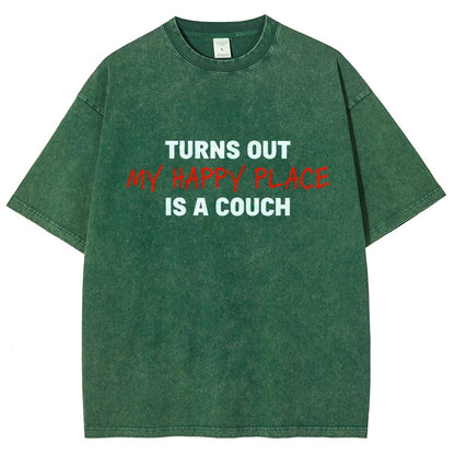 My Happy Place Is A Couch Vintage Distressed T-shirt