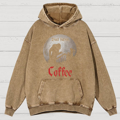 But First, Coffee Vintage Distressed Hoodie
