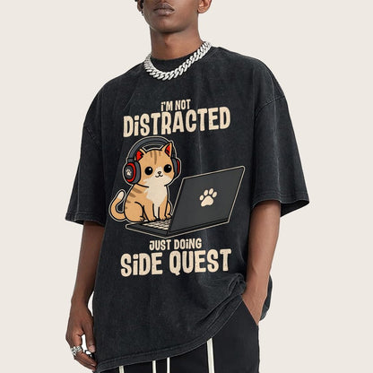 Doing Side Quest Vintage Distressed T-shirt