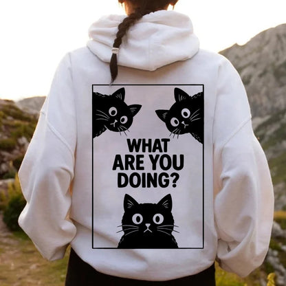 What Are You Doing Printed Back Unisex Cotton Hoodie