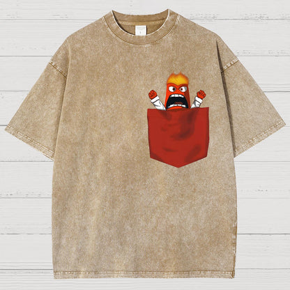 Angry Pocket Fire Monster Vintage Distressed T-shirt
