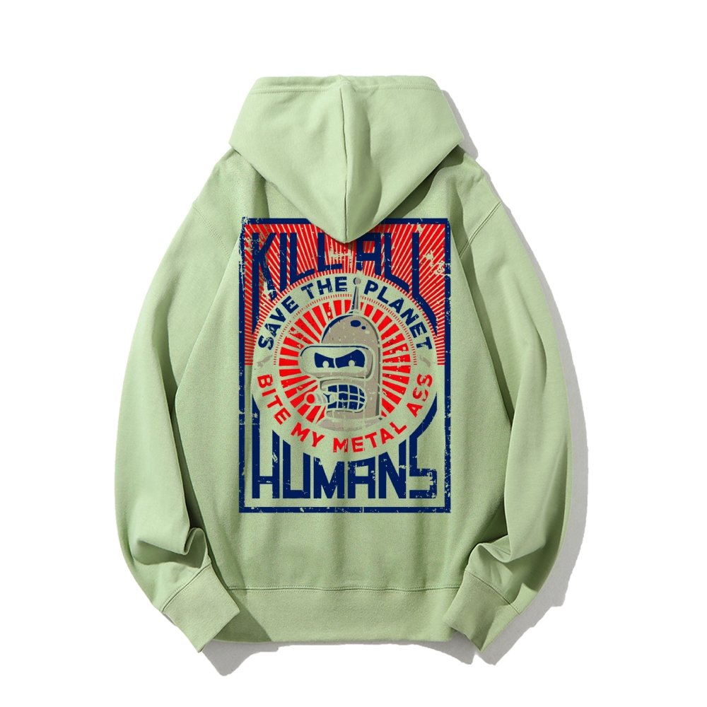 Save The Planet Kill All Humans Geek Printed Back Cotton Hoodie