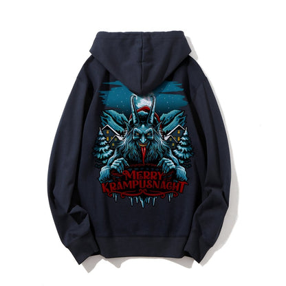 Merry Krampusnacht Printed Back Unisex Cotton Hoodie