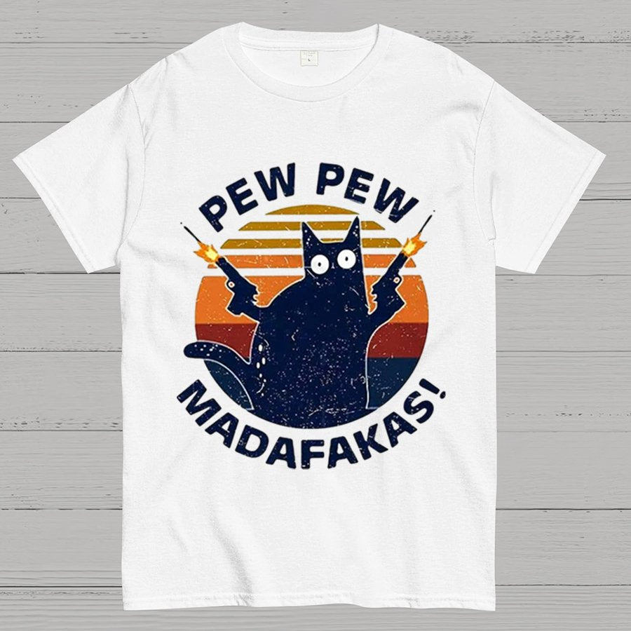 Pew Pew Madafakas Cat Nerdy T-Shirt