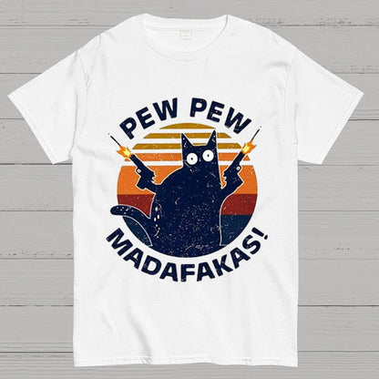 Pew Pew Madafakas Cat Nerdy T-Shirt