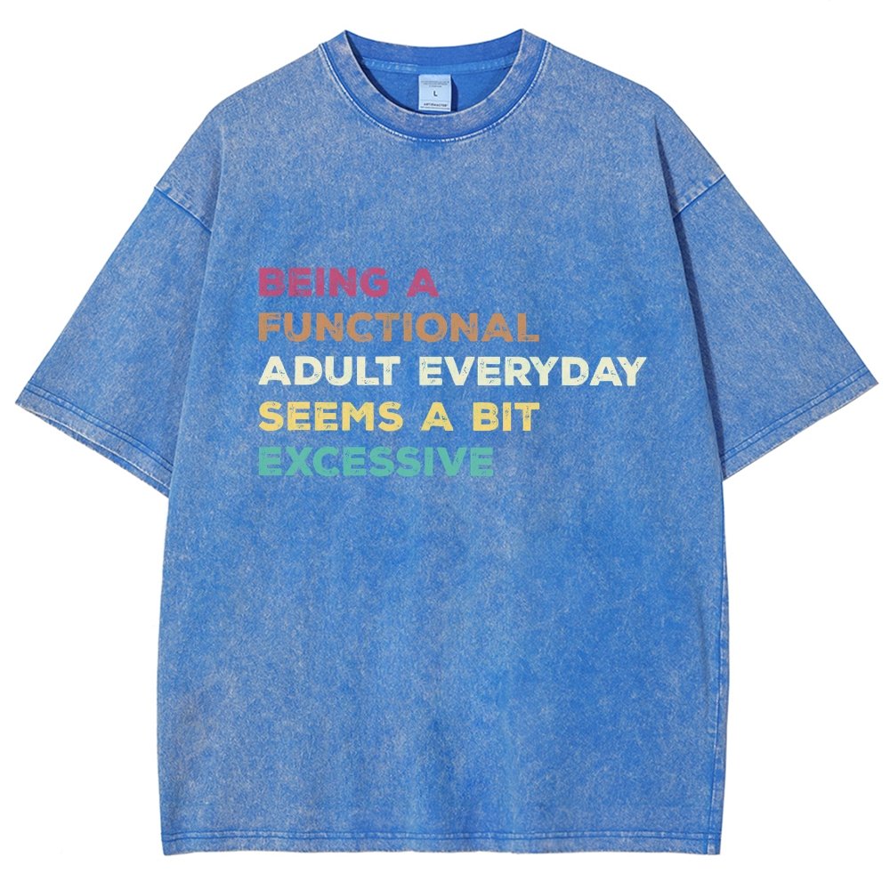 Being A Functional Adult Everyday Seems A Bit Excessive Adult Humor Vintage Distressed T-shirt