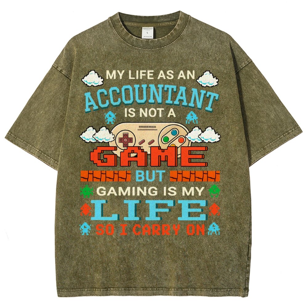 Gamer Accountant Gaming Design Quote Graphic Vintage Distressed T-shirt
