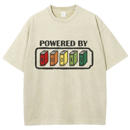 Powered by Books Vintage Distressed T-shirt