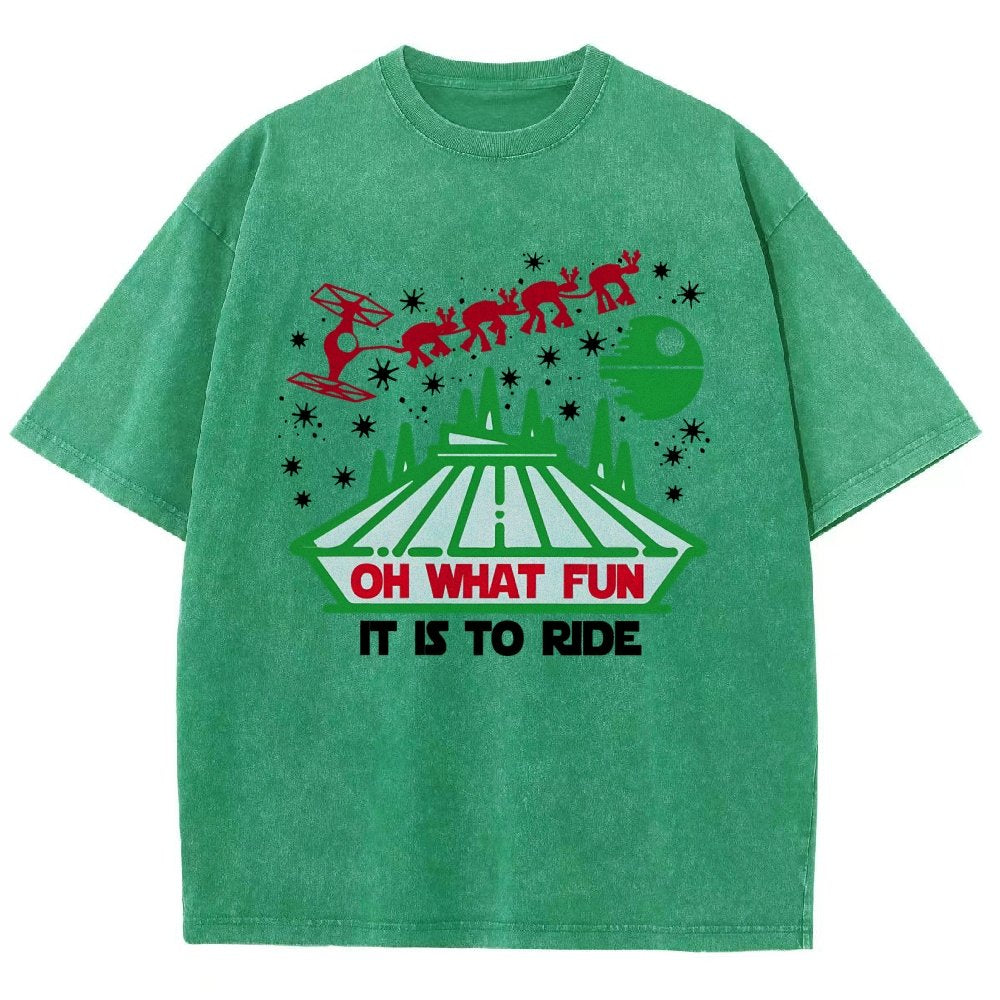 Oh！What Fun It Is To Ride Christmas Vintage Distressed T-shirt