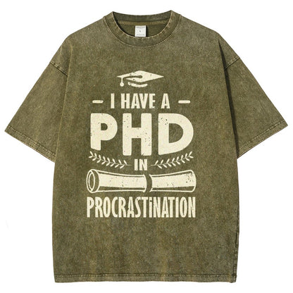 PHD In Procrastination Vintage Distressed T-shirt