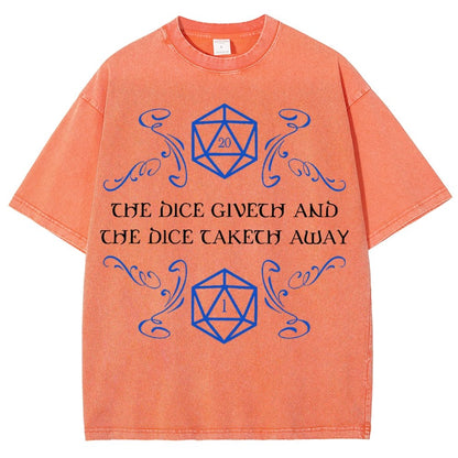The Dice Giveth And Taketh Away Tabletop RPG Gaming Vintage Distressed T-shirt