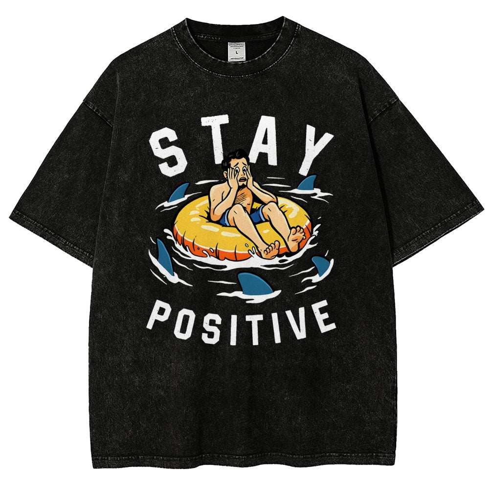 Try to Stay Positive! Vintage Distressed T-shirt