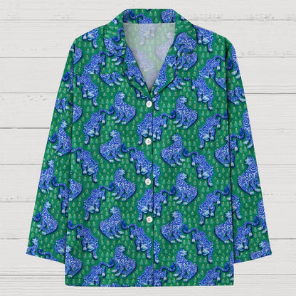 Tiger Art Pattern Geek Long Sleeve Pajama Set