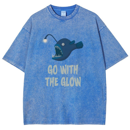 Go With The Glow Anglerfish Pun Vintage Distressed T-shirt
