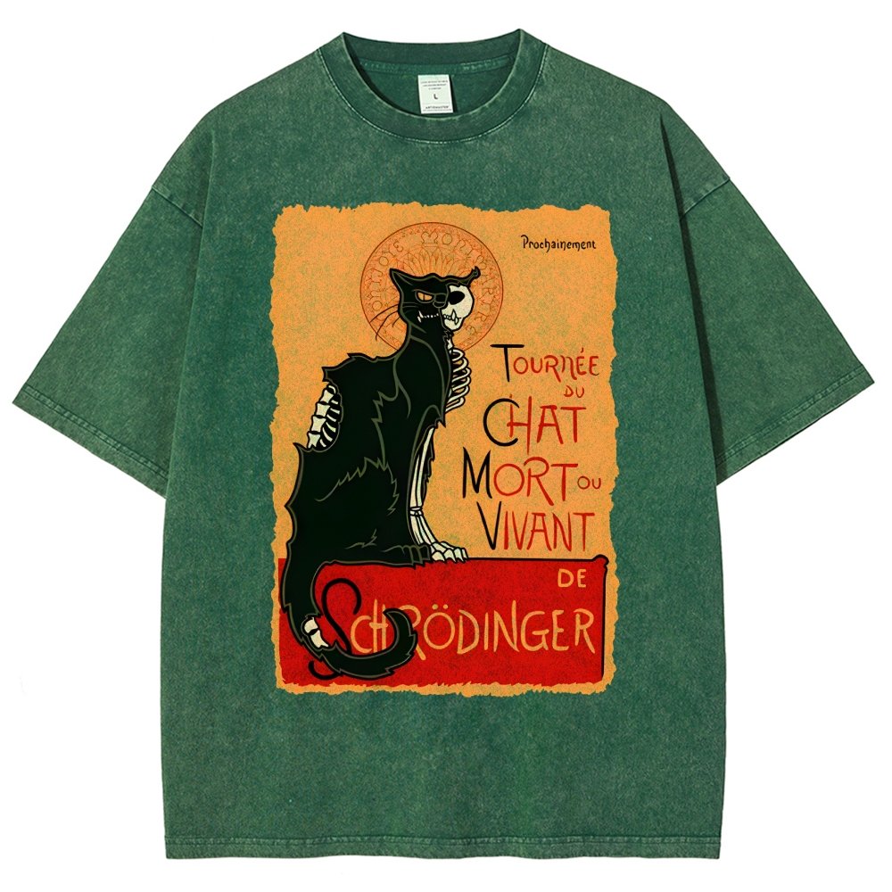 Le chat noir de Schrödinger Vintage Distressed T-shirt