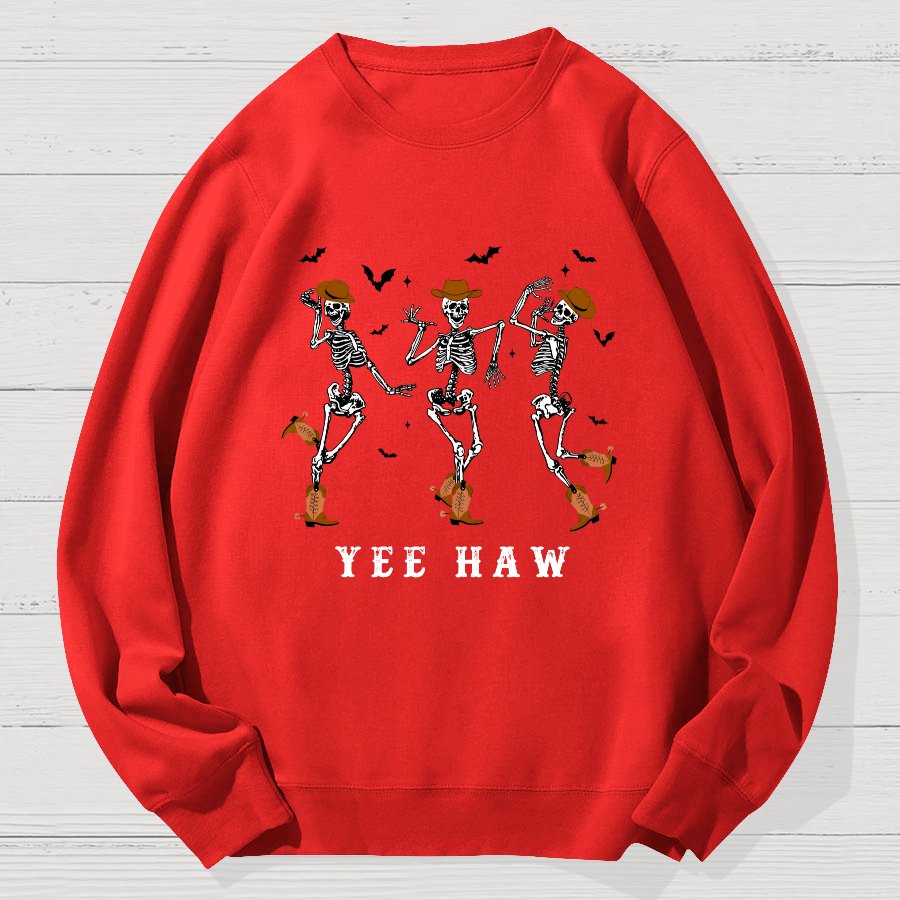 Dancing Skeleton Pumpkin Halloween Geek Cotton Sweatshirt