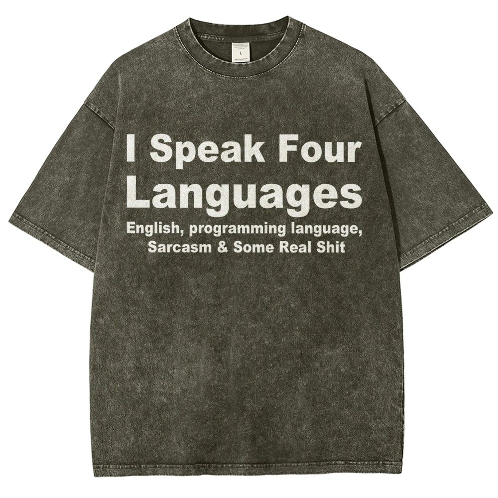 Speak Four Languages Vintage Distressed T-shirt