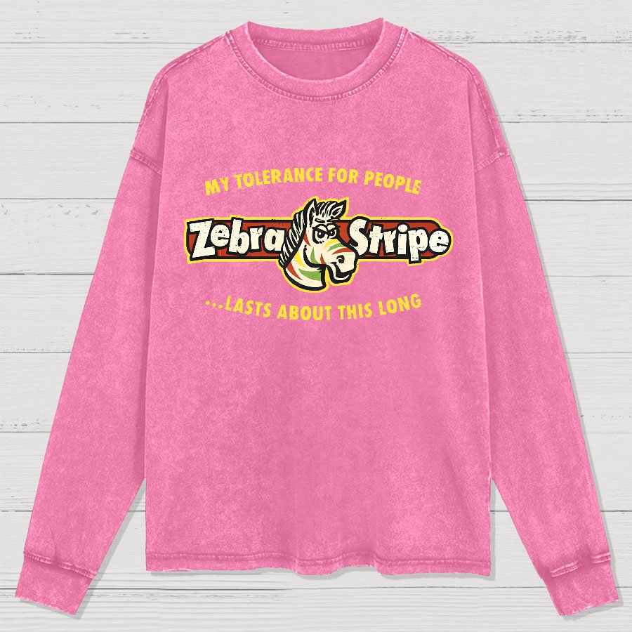 Zebra Fruit Stripe Gum Washed Long Sleeve Tee