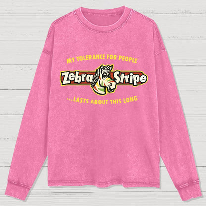 Zebra Fruit Stripe Gum Washed Long Sleeve Tee
