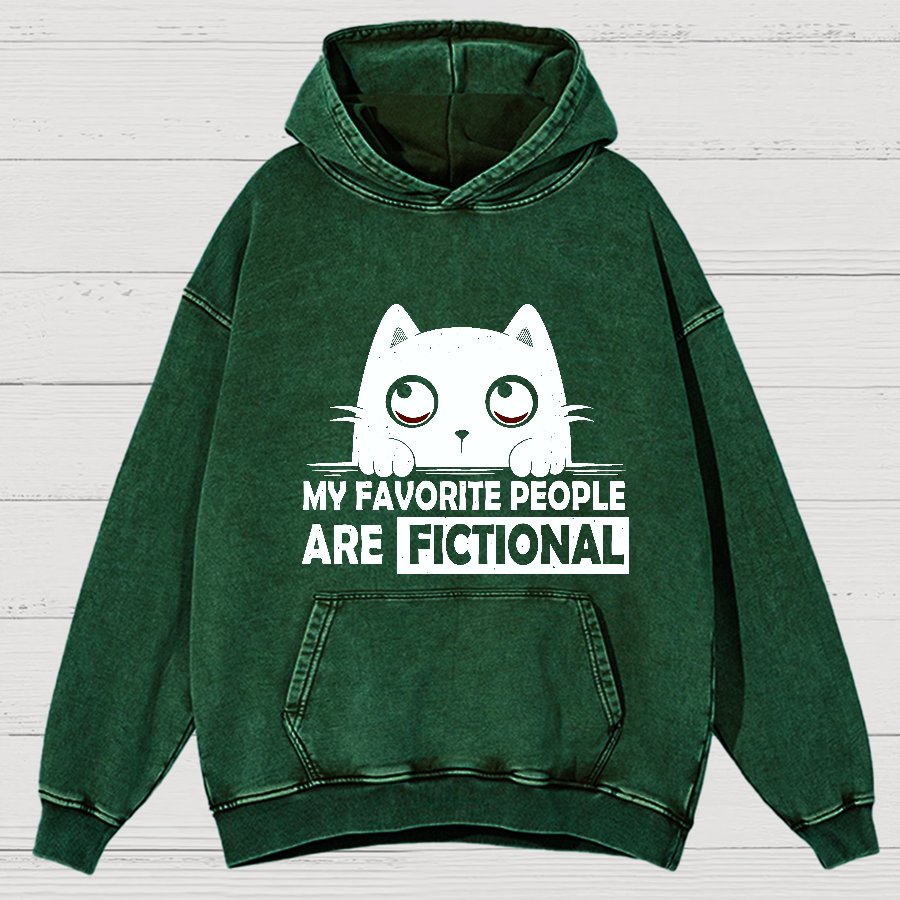 My Favorite People Are Fictional by Edesigns  Vintage Distressed Hoodie