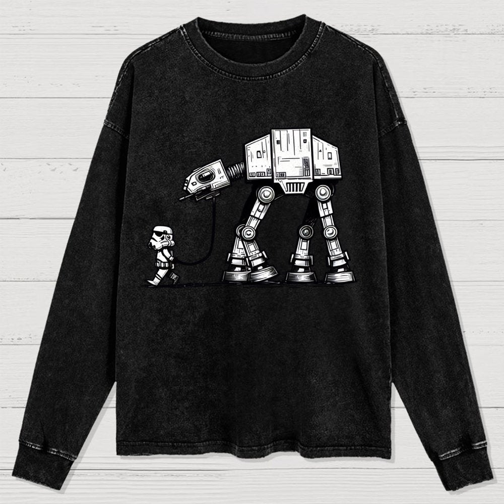 Tech Robot Dog - Galactic Battles Washed Long Sleeve Tee