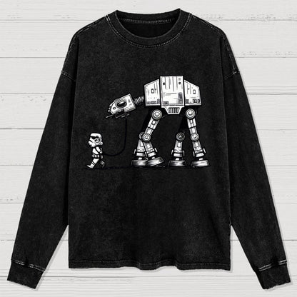 Tech Robot Dog - Galactic Battles Washed Long Sleeve Tee