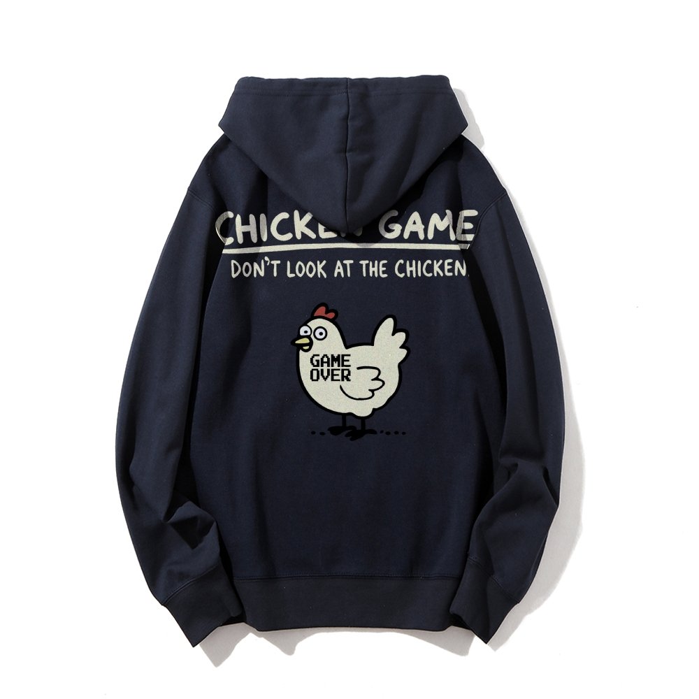 Chicken Game Geeky Printed Back Cotton Hoodie
