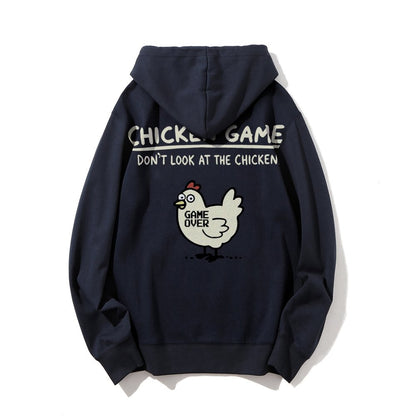 Chicken Game Geeky Printed Back Cotton Hoodie