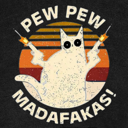 Pew Pew Madafakas Cat Nerdy Vintage Distressed Hoodie
