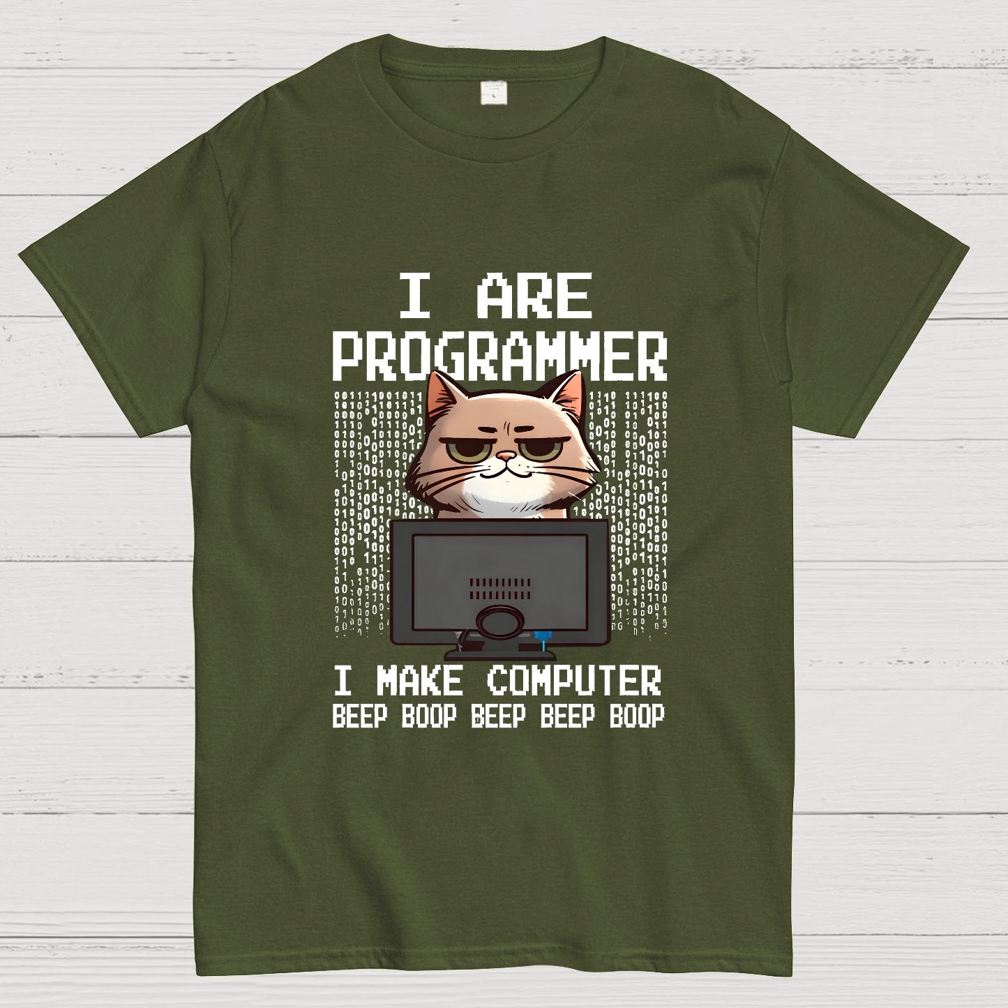 Programmer Cute Cat Coding Geeky T-Shirt