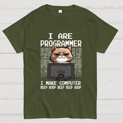 Programmer Cute Cat Coding Geeky T-Shirt